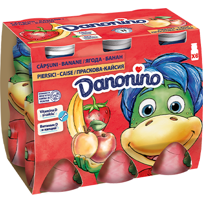 Danonino iaurt de băut cu căpșuni & banane/ piersici & caise 6x100G